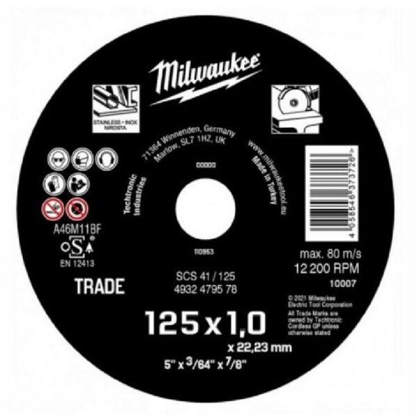 Disco Corte Metal Trade 125x1.0 Mm Ref,4932479578 Milwaukee