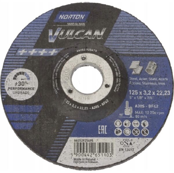 Disco Corte Vulcan 125x3.2 A30s-t42 Ref.66252925495 Norton