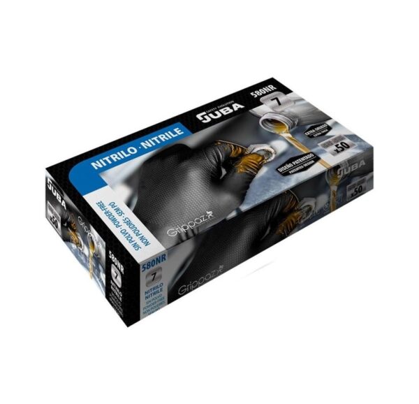 Guante Desechable Nitrilo Negro Grippaz C/50 580nr T-m (8).