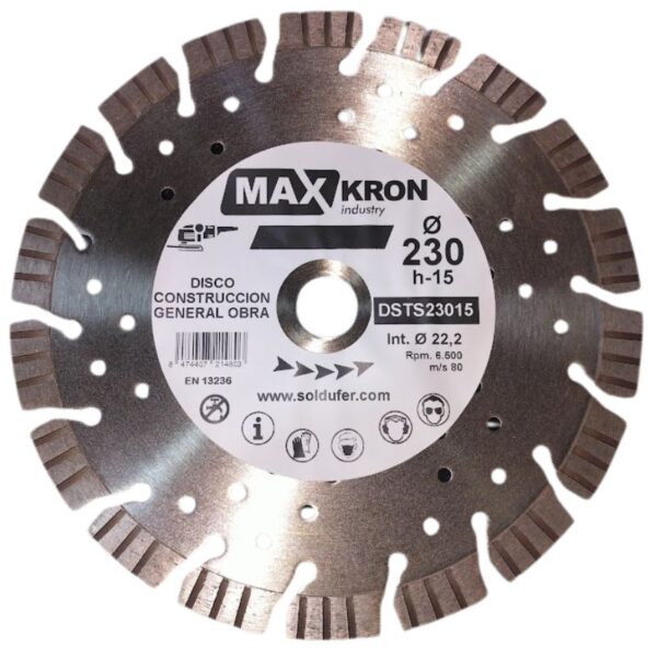 Disco Diamante General Obra ø230mm H-15mm Ref,01dsts23015 Maxkron