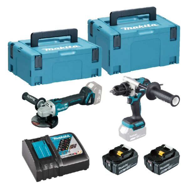 Combo Dga504z + Dhp486z Bl 18v Lxt 5ah 2 Bat. Makpac Ref,dlx2413tj Makita