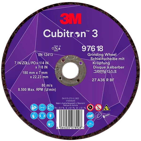 210264-4064035078928-DISCO-DESBASTE-CUBITRON-3-180X7-97618-7100305453-ESPECIAL-RANURADO-3M DISCO DESBASTE CUBITRON 3 180X7 97618 7100305453 3M - Image 1