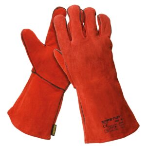 Guante Soldador Rojo Largo 35cm Serraje Ref,g131 Safetop